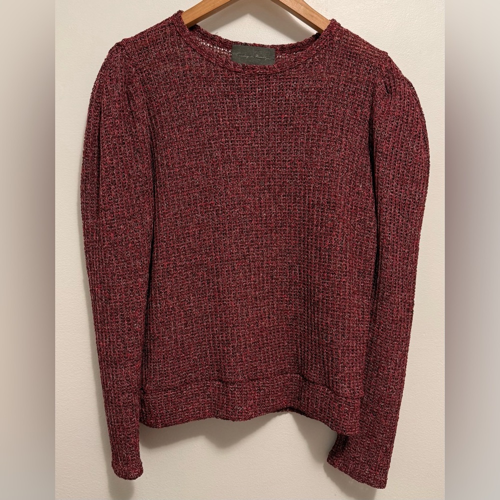 Anthropologie Sunday in Brooklyn Maroon Puff Knit Sweater